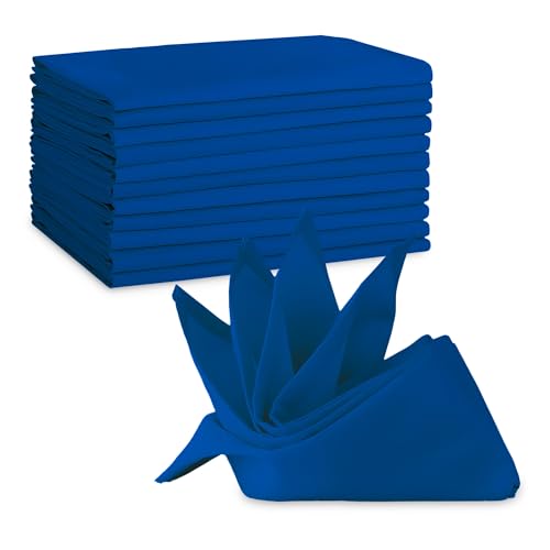 Serviettes de table en polyester durable lot de 20 bleu roi finition chic