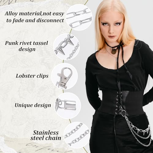 Silver Chain Belt, Jeans Pants Chains Pocket Punk Hip Hop Y2k Belt Goth Accessories Metal Wallet Chain for Men Women3