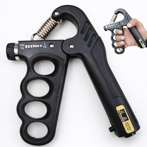 Image of 5KG To 100KG Weight Adjustable Hight Quality Hand Gripper for Men & Women |Hand Grip|Finger Exerciser|Power Gripper|Hand Exerciser Equipment|Hand Strengtheners with Counter 4 hole finger gripper (Black)