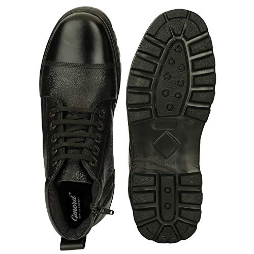 Image of Men's Side Zip Light Weight Black Ankle Leather Boots for Police, Commando NCC, Military, Army