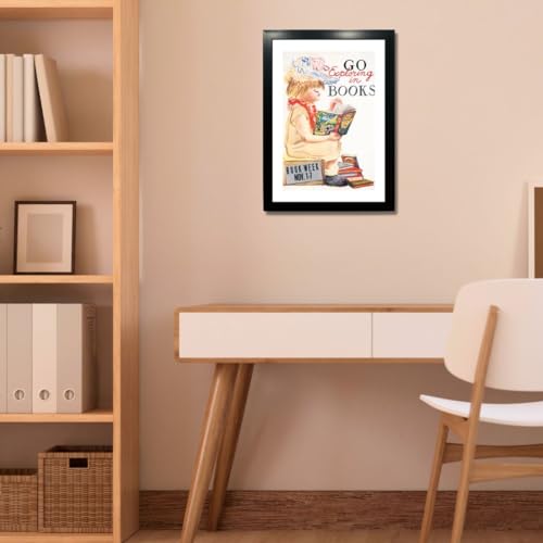 Image of Kagaz Kala - Motivational Funny Quotes - Book Readers Quotes Framed Wall Art Prints Painting Posters - Digital Vintage Posters Print, A4 Synthetic Frame (Go exploring in books)
