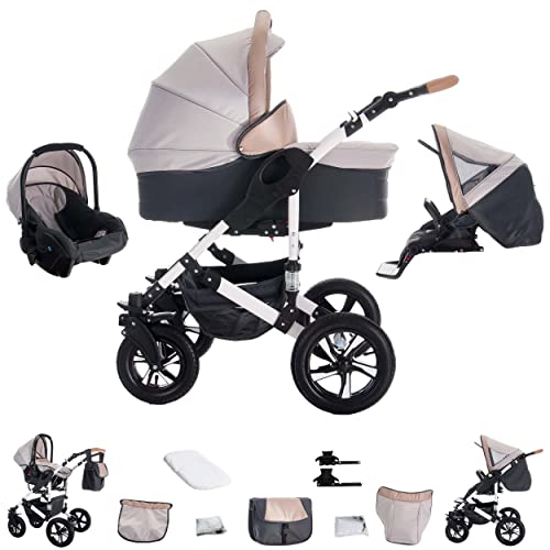 Bebebi myVARIO | 3 in 1 Kombi Kinderwagen Set | Luftreifen | Farbe: myHoney Cover