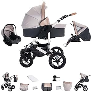 Bebebi myVARIO | 3 in 1 Kombi Kinderwagen Set | Luftreifen | Farbe: myHoney