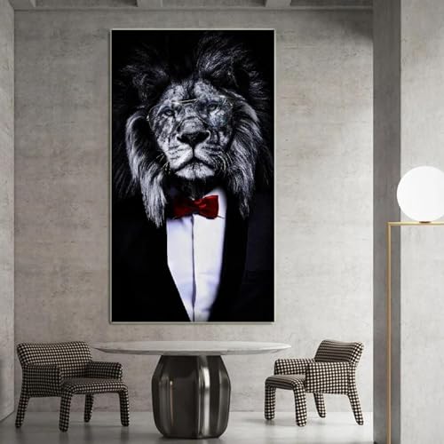 Tableau lion abstrait grand format pour habiller un mur vide - 2