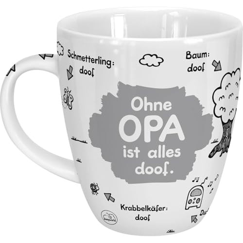 Sheepworld Tasse mit Motiv Ohne Opa ist alles doof | Porzellan 45 cl Becher für Kaffee und Tee | Geschenk für Opa Geburtstag | 45136
