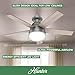 Hunter 46 inch Indoor Ceiling Fan with LED Light - Ceiling Fan with Pull Chain, For Bedroom, Living Room, or Kitchen, Low Profile Mount, No Remote, 5 Blades - Anslee 59270, Matte Silver