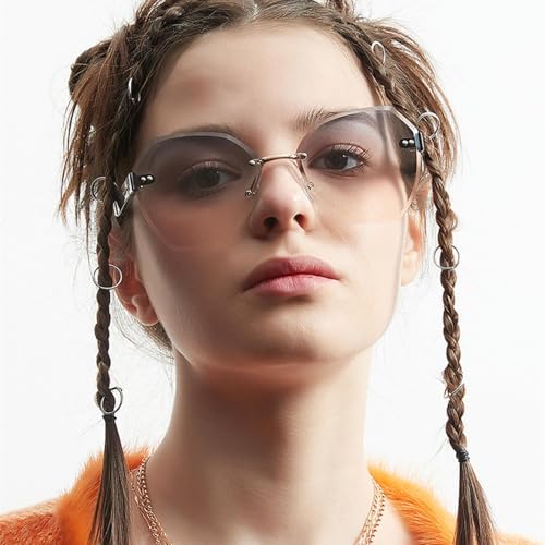 Polygon Rimless Men Sunglasses Women Fashion Pink Irregular Ocean Glass4