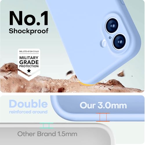 Image of LOVE 3000 Designed for iPhone 17 Case, Premium Silicone [Compatible with Magsafe][Soft Anti-Scratch Microfiber Lining] Shockproof Protective Phone Case for Men Women 6.3 inch, Light Blue