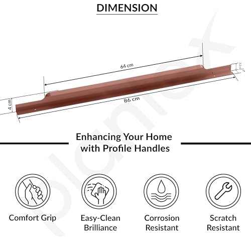 Image of Plantex Profile Handle for Kitchen Cabinet /34 Inch Aluminium Drawer Profile Handle /Wardrobe Pull Handle for Home /Office /Hotel - Pack of 5 (Rose Gold)