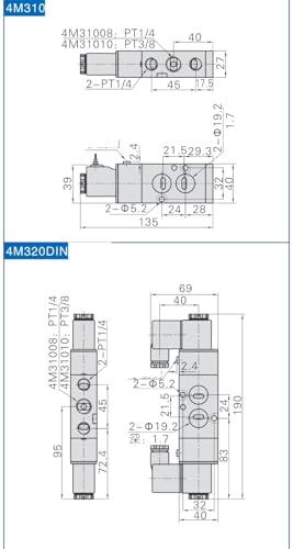 Vanne solénoïde 4M310-10 DC24V à commutation rapide sur plaque - 6