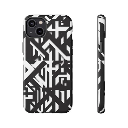 Coque iPhone 14 Plus géométrique noir et blanc mate pour votre style urbain