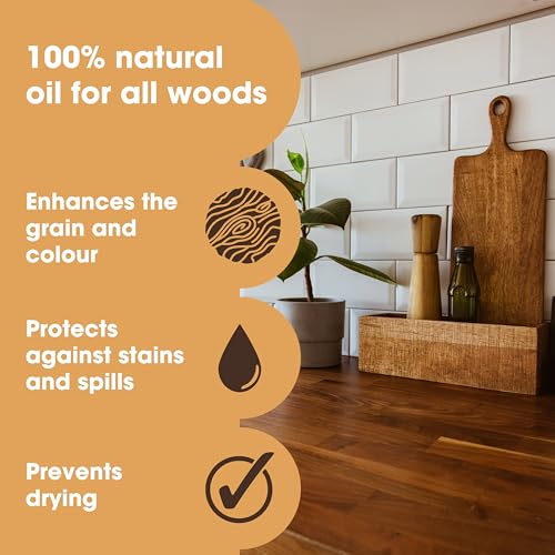 Furniture Clinic Pure Tung Oil for Wood | Non-Toxic Food Grade Water Resistant Tung Oil | Finish & Seal Natural or Stained & Treated Wood | Great for Use on Indoor & Outdoor Surfaces & Floors - 17oz