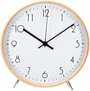ALEENFOON 8.6 Inch Wooden Quartz Wall Clock 22cm Modern Silent Non-ticking Wood Wall Clocks Table Clock for Living Room Bedrooms Office Kitchen Indoor Kids (White)