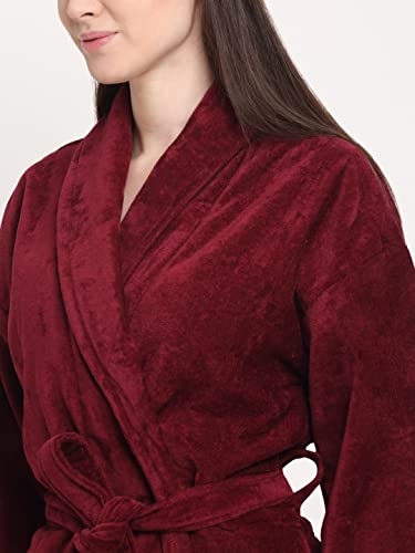 Image of CREEVA Luxury 100% Cotton Bathrobe for Men & Women | Super Soft Velour | Shawl Collar | Highly Absorbent | Ideal for Spa, Shower, Gym, Travel & Gifting