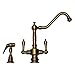 Whitehaus WHKSDTLV3-8201-ABRAS Vintage-3 9-Inch Dual Handle Faucet with Long Traditional Swivel Spout, Lever Handles and Solid Brass Side Spray, Antique Brass