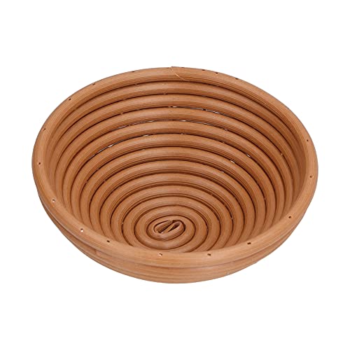 Mumusuki Bread Proofing Basket, Plastic Innovative Shape Dough Proofing Bowl Washable Bread Fermentation Basket for Professional Home Sourdough Bread Baking (Yellow-Brown Round 16X6CM)