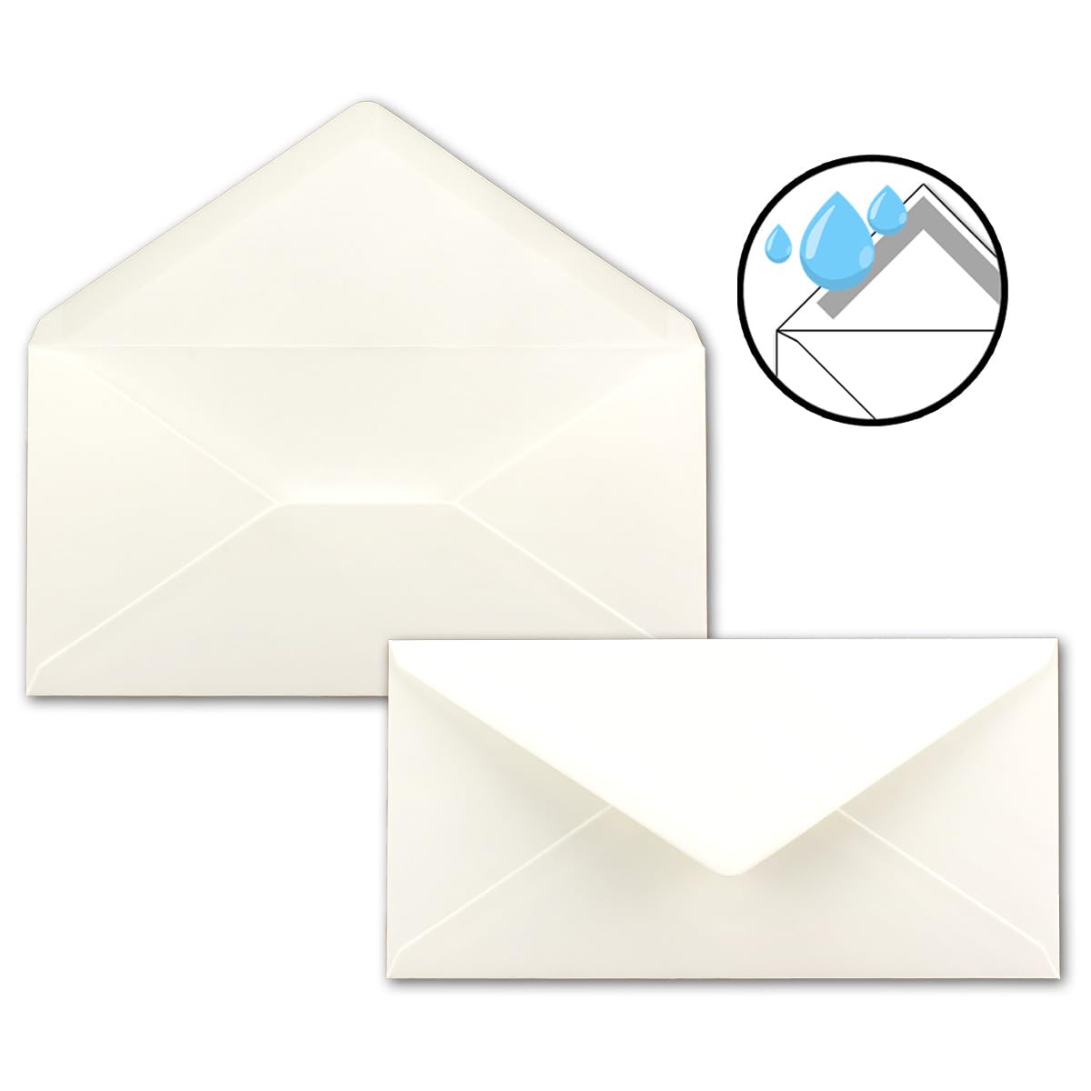 Lot de 1000 enveloppes à lettre - Blanc naturel - DIN long - 110 x 220 mm (11 x 22 cm) - Fermeture humide sans fenêtre - Idéal pour cartes d'invitation - Série FarbenFroh