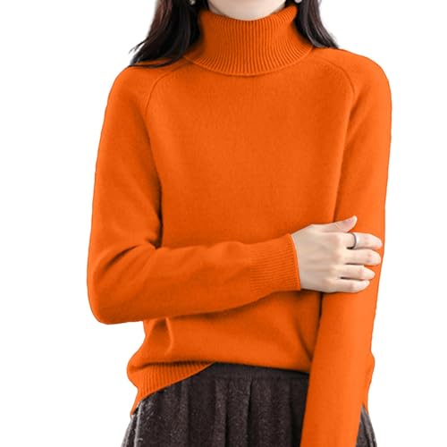 Jerseys de Cachemira Señoras Suéter de Cuello Alto de Talla Grande Mujer Tops de Manga Larga Jersey Ligero Mujer Color Sólido Suave Liso Pullover Otoño Invierno Cálido Jerseys Holgados Suéteres de