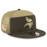 New Era Unisex-Adult NFL 9FIFTY Green Salute to Service Split Panel Football Adjustable Snapback Hat Cap One Size Fits All - Minnesota Vikings