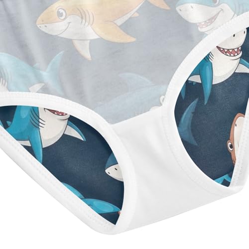 Toddler Briefs, Sharks Blue Cotton Girls Underwear, 2–8 Years4