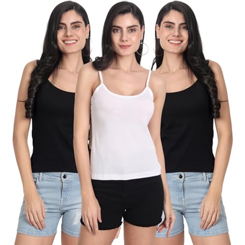 Image of Aimly Women's Cotton Regular Fit Camisole Slip Pack of 3