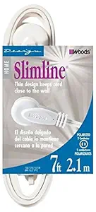 SlimLine 2236 Flat Plug Extension Cord, 2-Wire, White, 7-Foot