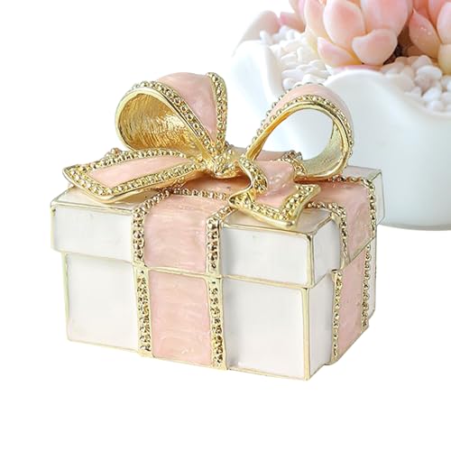 Genérico Vintage Para Joyas - Estuche con Bisagras para Almacenamiento - Cierre Magnético con Estrás, y Esmalte para Cajita Pequeña - para Mujer, Madre, Abuela, Anillos, Collares, Pulseras