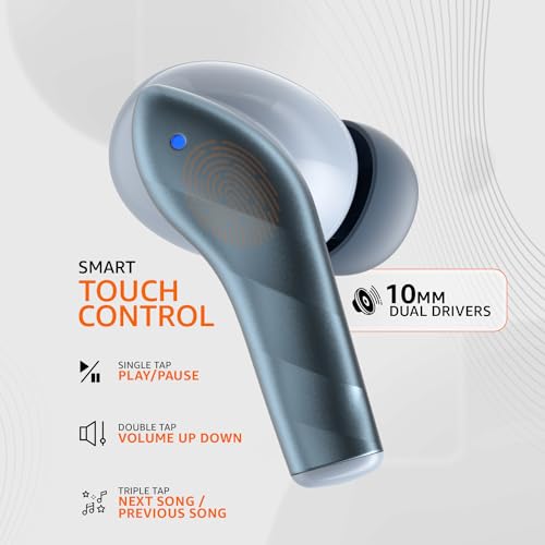 Image of amazon basics TWS in-Ear Earbuds (AB-T10) with Fast Charging up to 50 Hours of Playtime | Dual 10mm Driver | IPX4 Water-Resistance | Bluetooth 5.3 | Charging Case with Mic | Touch Control (Blue)