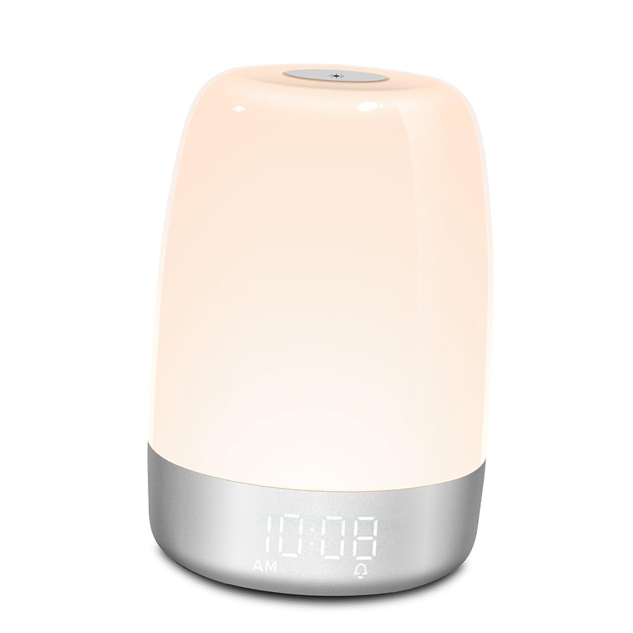 PRETYZOOM Lampe de Chevet LED Blanche Fonction Minuterie et Simulation Lever de Soleil, Réveil Tactile et Veilleuse pour Chambre à Coucher