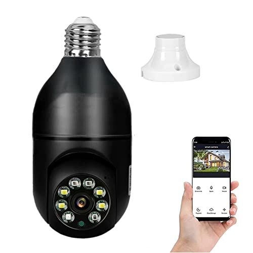 Safecam 360 Security Camera Wireless Outdoor Light Bulb Panorama Camera,5GHz WiFi Light Bulb Smart Security Cameras for Build Safe Home Easy Install,Night Vision,Move Detection,Two-Way Call (Black)
