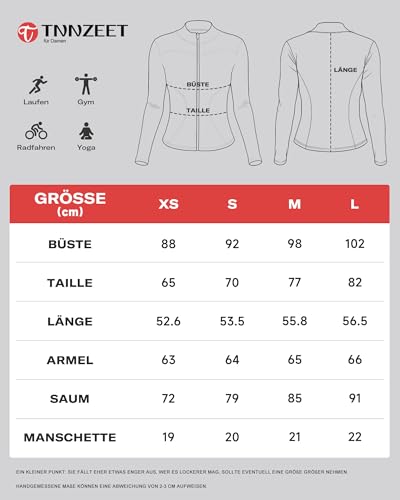 TNNZEET Sportjacke Damen Laufjacke Gym Tops Oberteil Yoga Langarm Sport Tshirt Fitness Trainingsjacke mit Daumenloch Reißverschluss,Schwarz,M