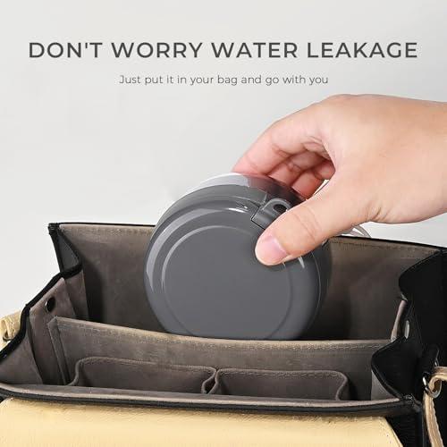 HEMILAB Denture Case, 2-in-1 Retainer Cleaner Case with Mirror & Strainer, Portable Aligner Bath Soaking Cup for Travel, Cute Orthodontic Storage Box for Mouth Guard, Night Guard & False Teeth, Grey