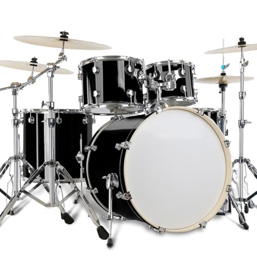 Image of 5-piece Complete Drum Set Full Size Complete Adult Drum Set w/Cymbal Stands, Stool, Sticks Professional Percussion Instrument(Black)