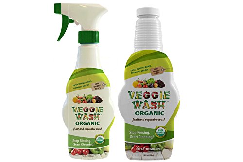 Veggie Wash All Natural Fruit and Vegetable Wash Sprayer and Refill Combo Pack - Organic