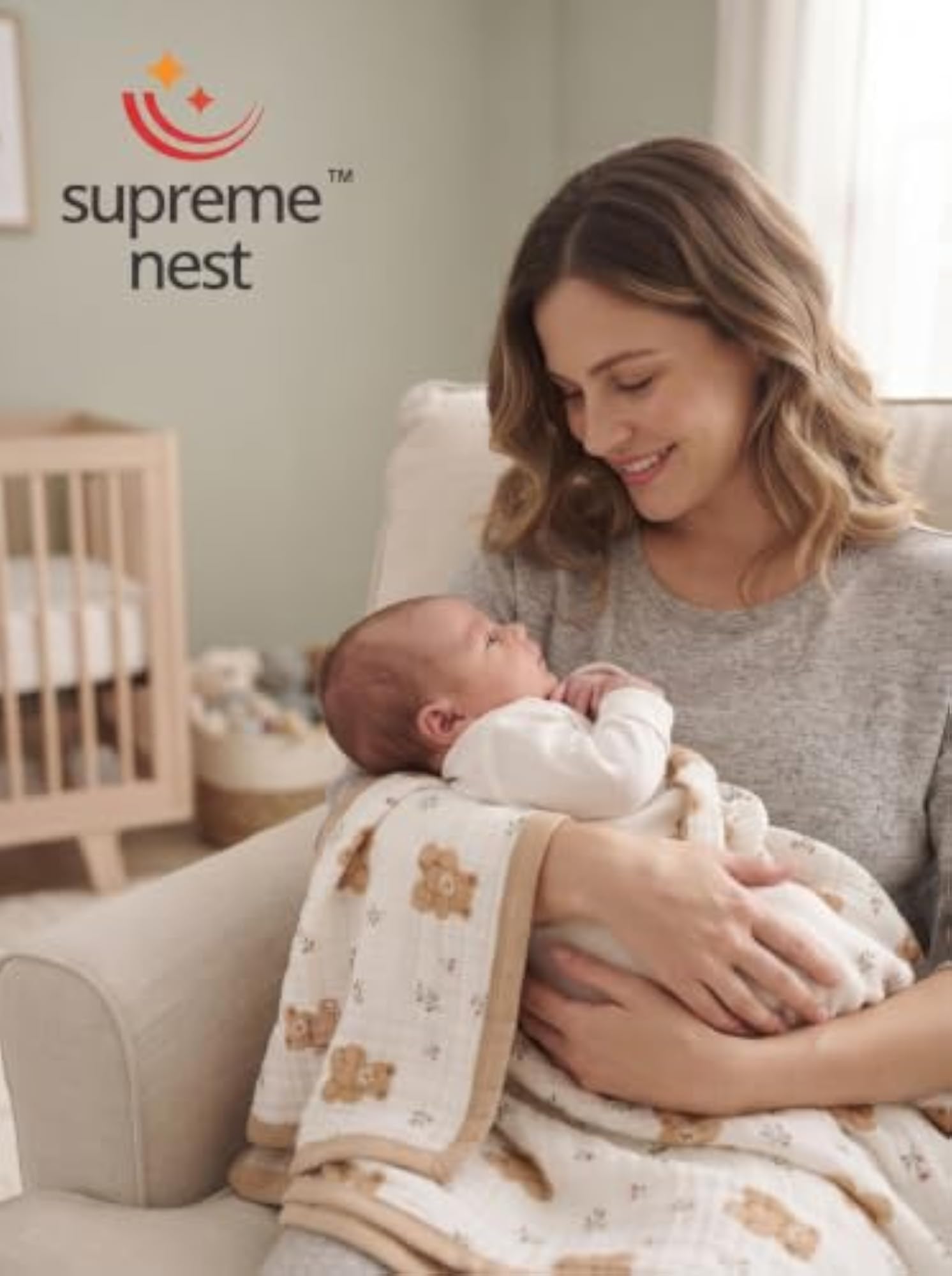 6-Layer Muslin Baby Blanket, Soft Cotton