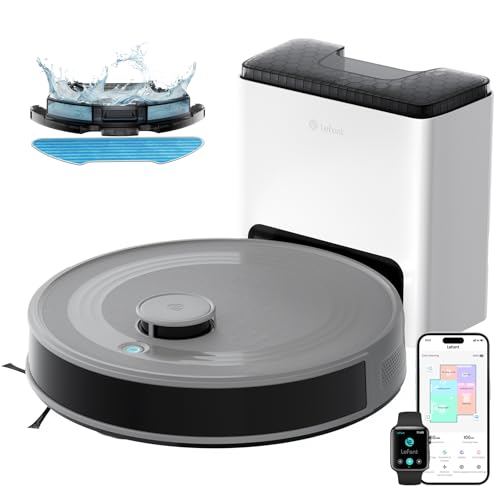 Lefant M2S Plus Aspirateur Robot Laveur avec Station, 10000Pa, Aspirateur Automatique Poussière, Évitement d'obstacles, 240min, Idéal pour Les Poils d'animaux Tapis Sols Durs, Connecté avec Alexa/App
