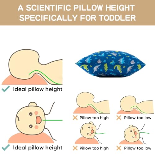 Image of Bunnikins & Clover Toddler Pillows with Pillowcase, 13 inchx18 inch Soft Cotton Kid Pillows for Sleeping, Bedding Small Pillow for Boys and Girls Aged 2-5 Years