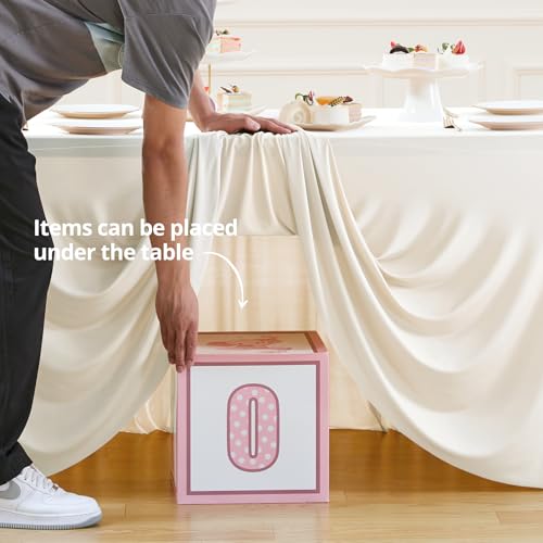 Image of Besutolife Ivory Table Skirt 8ft Spandex Tablecloth for Rectangle Table Banquets Parties Wedding Dining Table 8ft