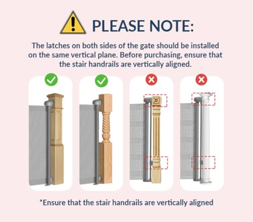 Image of Kids Station Retractable Safety Gate for Toddlers - Barrier Fence - Mesh Baby Gate for Door and Stairs - Retractable Mesh - Height 90cm or 2.9ft - Expandable to 140cm or 4.6ft (Black)