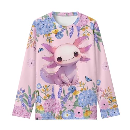 Girls Long Sleeve Shirts with Crewneck Casual Pullover Tops Lightweight 3-16 Y