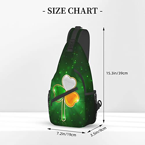 Cute St. Patrick's Day Shamrock Sling Backpack, Multipurpose Clover Crossbody Shoulder Bag Travel Hiking Daypack3