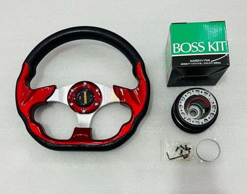 Image of AUTO MT MOMO RED DSHAPE 12INCH Universal Steering Wheel for Sports Car Look Rally Race Off Road with BOSS KIT HUB Free
