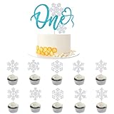 雪の結晶 ケーキトッパー - 冷凍ケーキトッパー 冬 雪の結晶 Happy Birthday ケーキトッパー アナと雪の女王 パーティー (ハッピースノーフレーク バースデーケーキトッパー) (1)