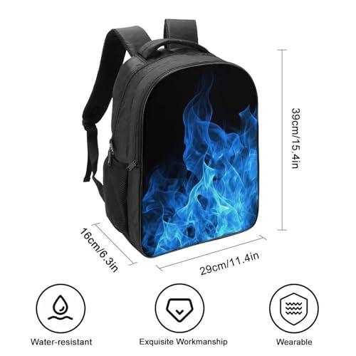 Blue Flame Black Backpacks for Women 16 Inch Laptop Backpack Casual Daypack Waterproof Travel Rucksack College Bag Lightweight Bookbag for Business Hiking Camping2