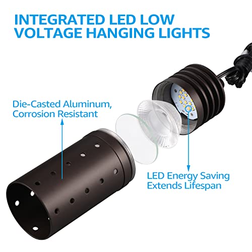 Leonlite Low Voltage Hanging Lights Outdoor, Led Landscape Pendant Lights, Ul Listed, 12V Hanging Tree Light For Gazebo, Pergola, Garden, Aluminum, Ip65, 2700K Soft White, Oil Rubbed Bronze, Pack Of 4 #TOP4