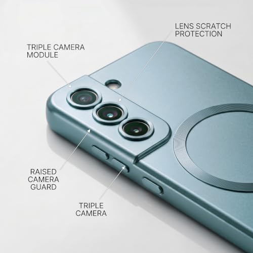 Image of amazon basics Premium Mag-Safe Case for Samsung Galaxy S22 Plus | Shockproof & Anti-Scratch Cover | Soft Silicone with Wireless Charging | Camera Lens Guard - Blue