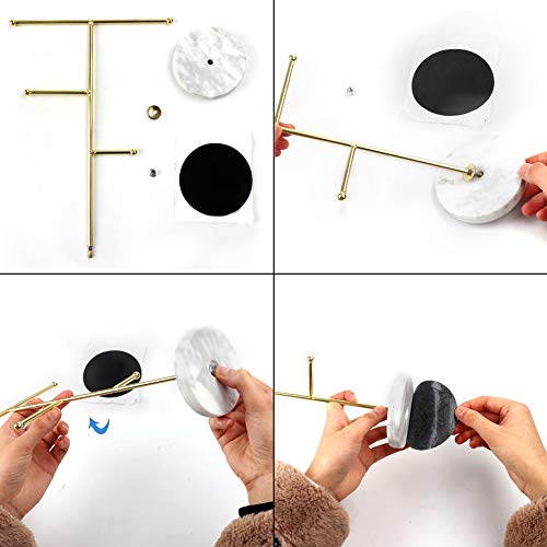 Hileyu Jewelry Stand Display Necklace Holder T-Bar Plated Metal Tabletop Jewelry Organizer Tower For Hanging Pendant Earring Bracelet Rings Accessories (Gold) #TOP6