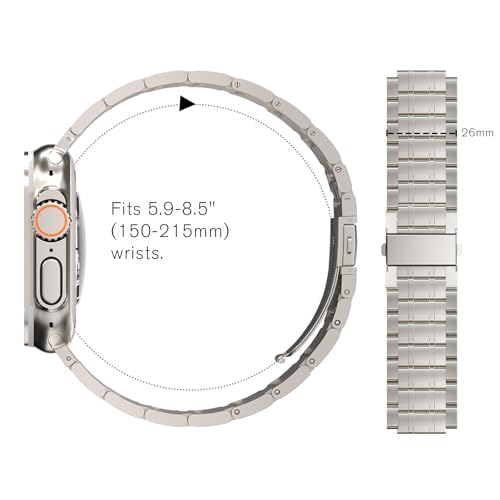 Grade 5 Titanium Men Band for Apple Watch Ultra,Ultra 2 & Ultra 3 49mm,Adjustable Band with Secure Clasp - Lightweight Durable Titanium Metal Bracelet Strap Compatible iWatch Ultra Series 49mm by idudu - Image 3