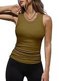 Dokotoo Womens Ladies Athletic Plus Size Basic Ribbed Thick Strap High Neck Racerback Solid Tight Slimming Fitted Summer Sleeveless Shirts Sports Workout Long Tank Tops for Women Activewear Tops 2XL