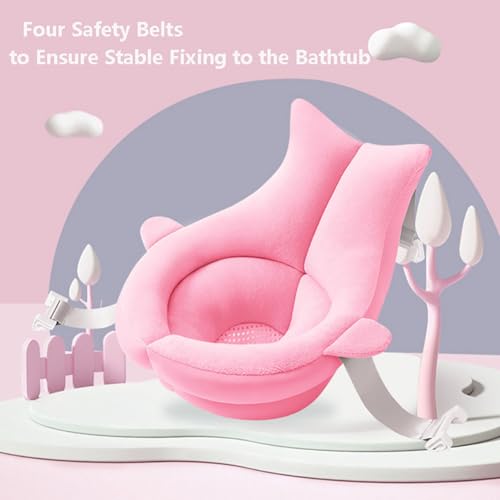 Image of Baby Bath Seat Support Net Soft Infant Bathing Seat Support Mat Suspension Shower Pad Adjustable Non-Slip Newborn Bathtub Sling Mat Baby Sink Bather Tub Shower Net Bathtub Sit Up Mesh 0-6 Month